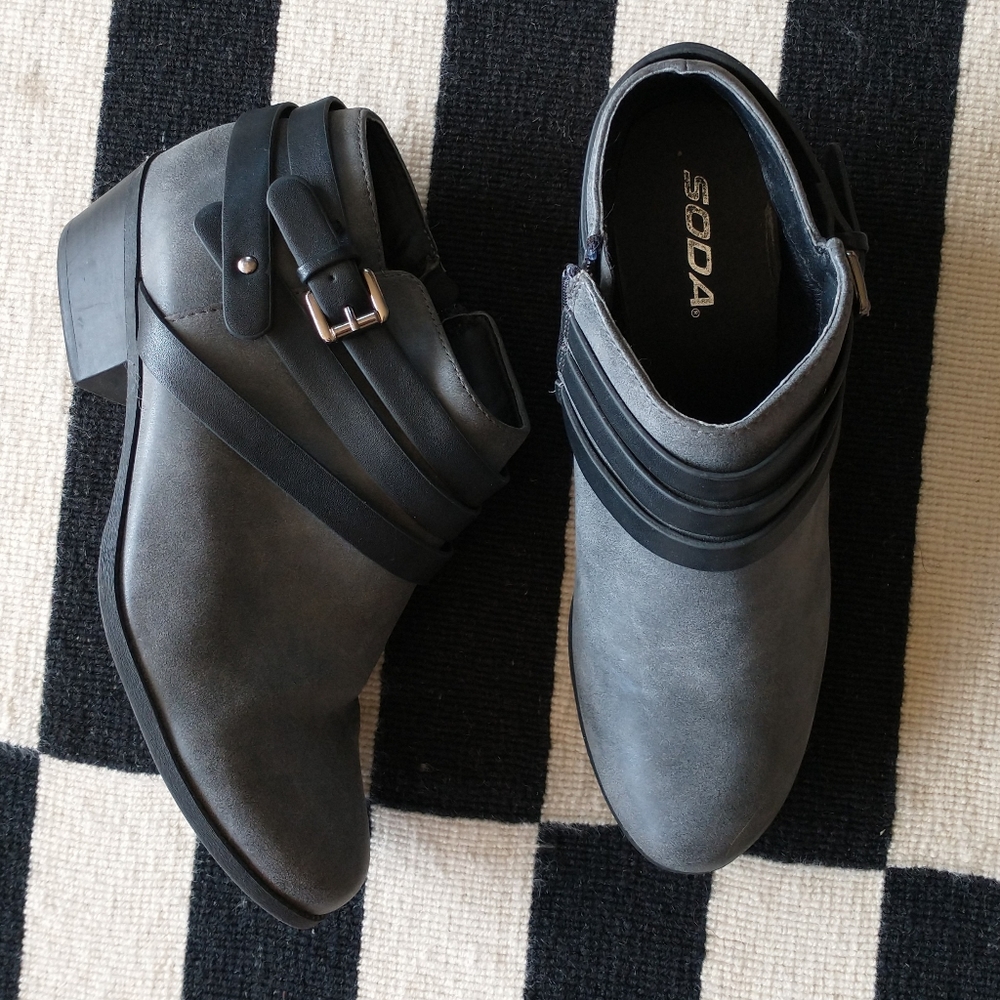 Grey Stappy Bootie